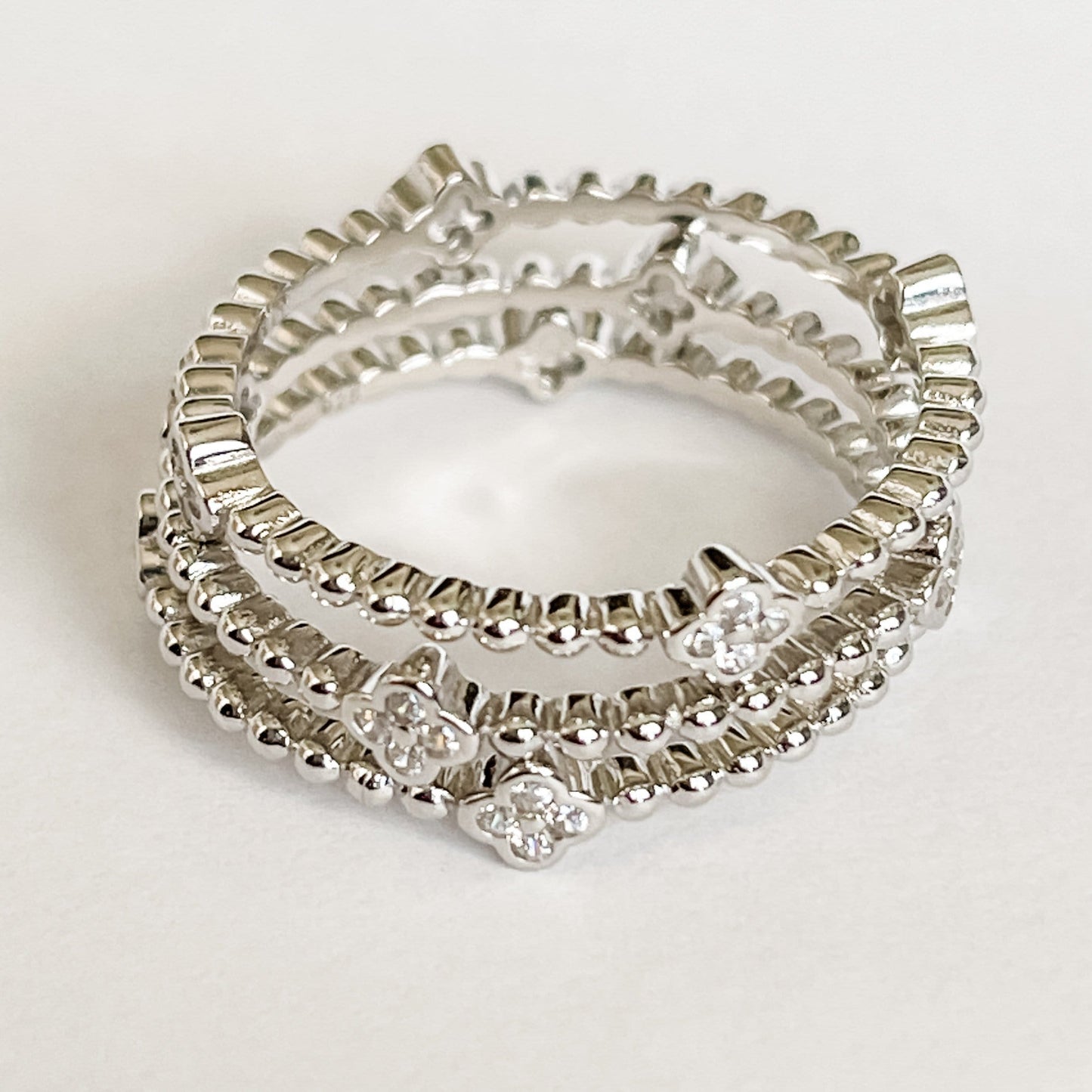 Sterling Silver and CZ Stack Ring - Rings