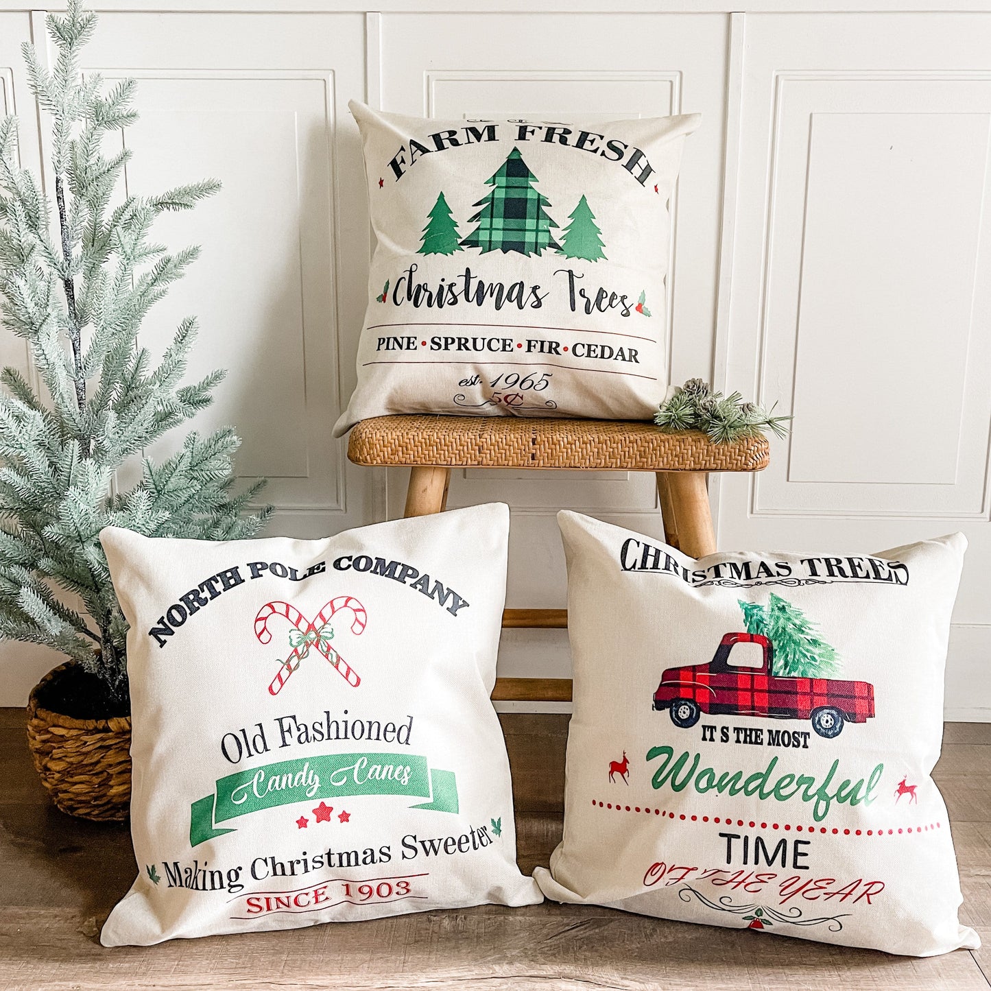 Christmas Pillow Covers | Set of 3 - Throw Pillows