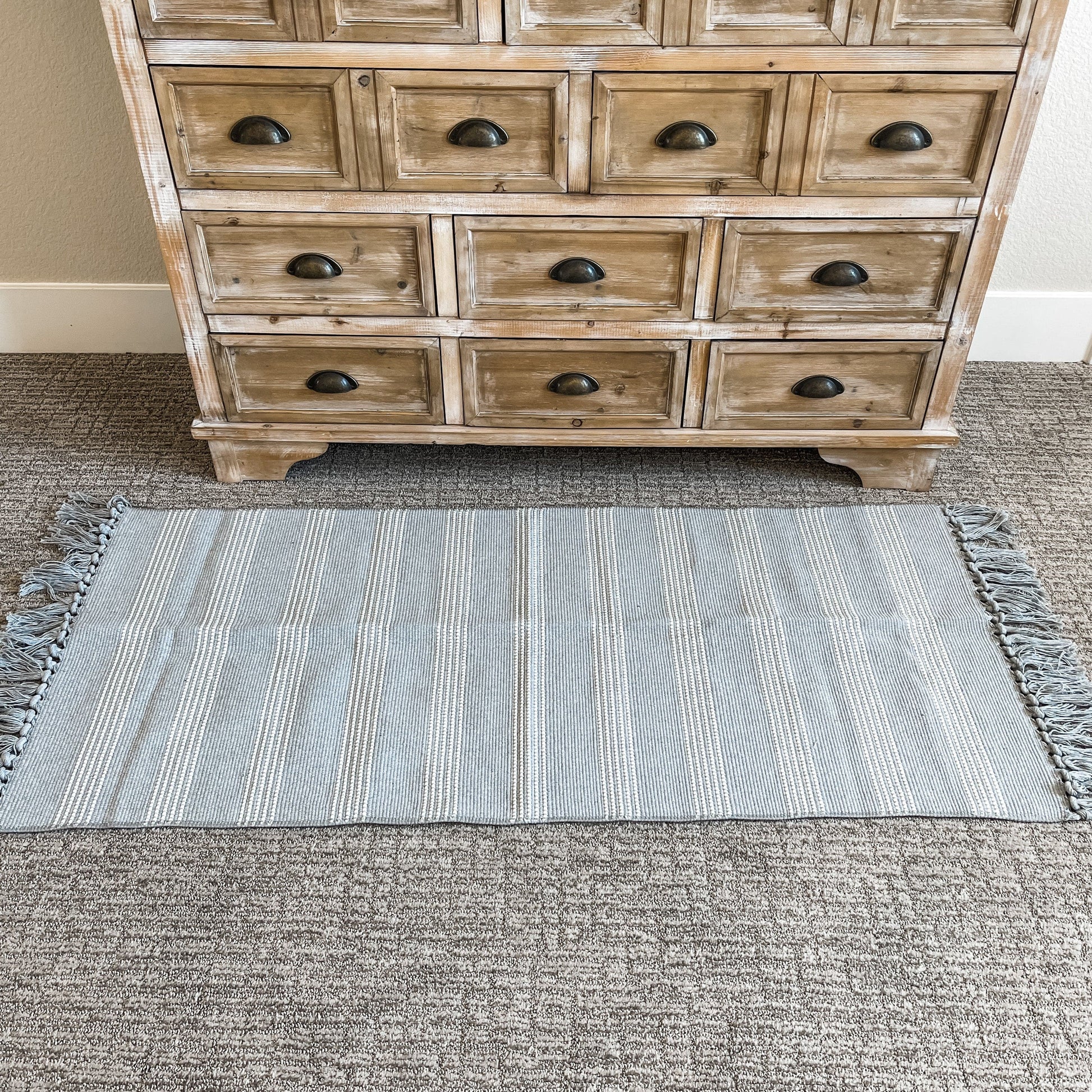 Gray and White Striped Rug - Home & Garden