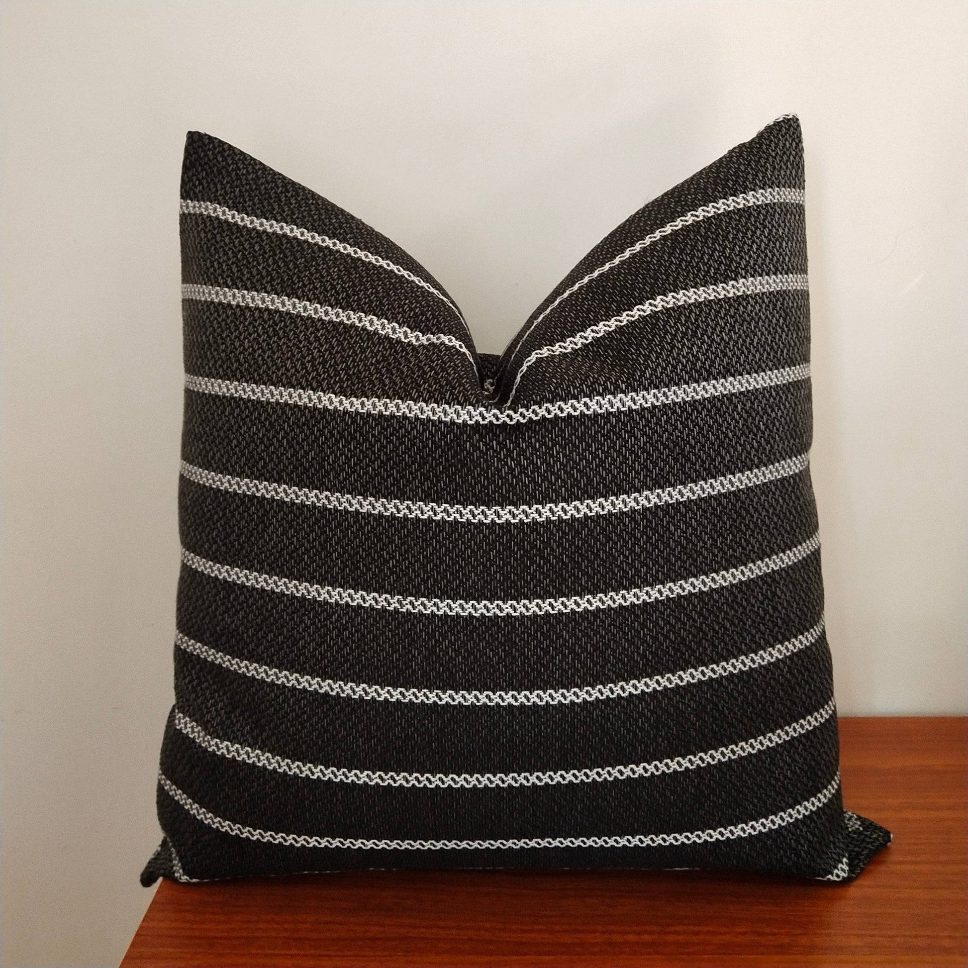 Modern Minimalist Pillow Covers - Black w/ white stripes - 