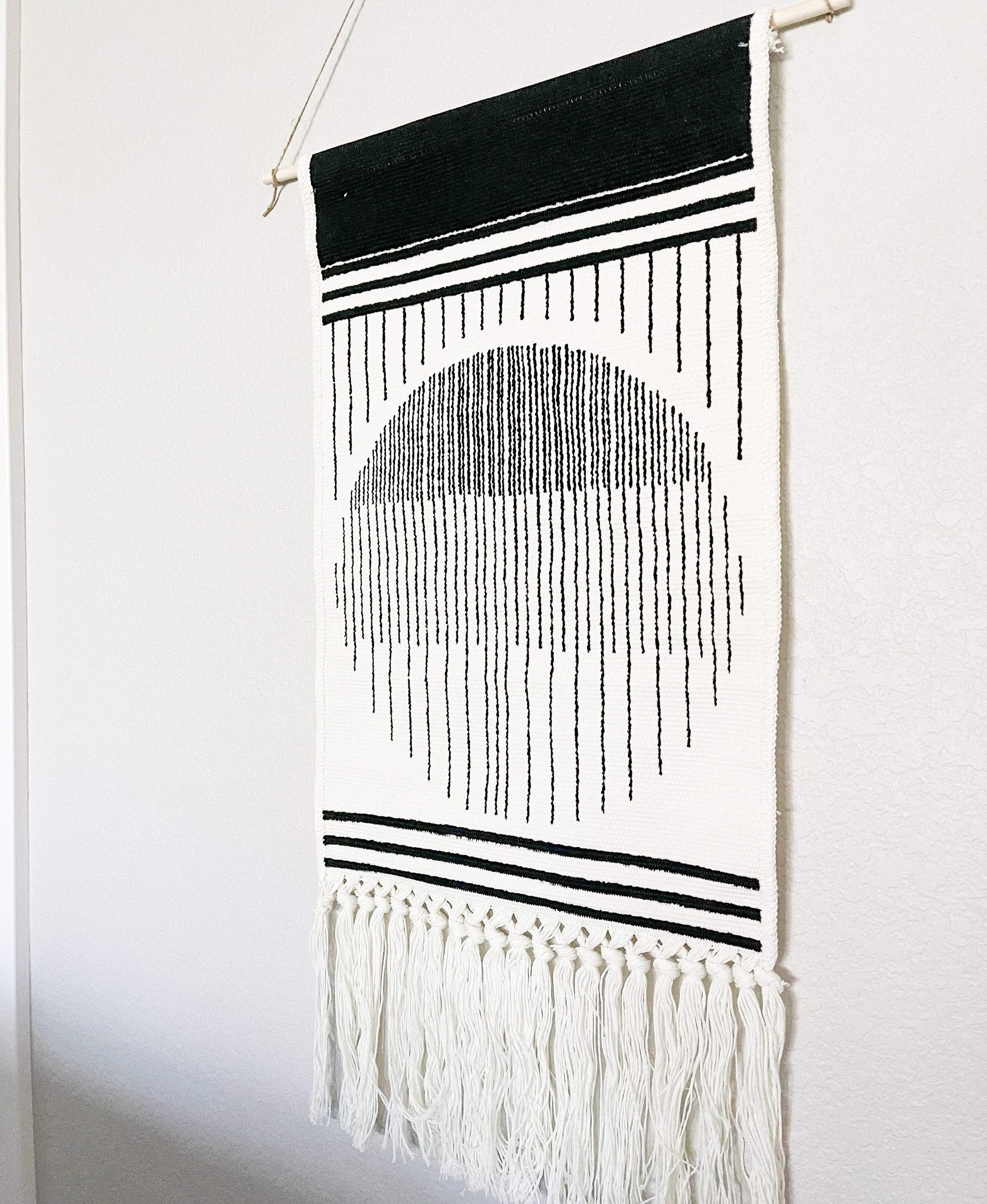 Woven Wall Hanging - BLACK AND WHITE BOHO - home decor